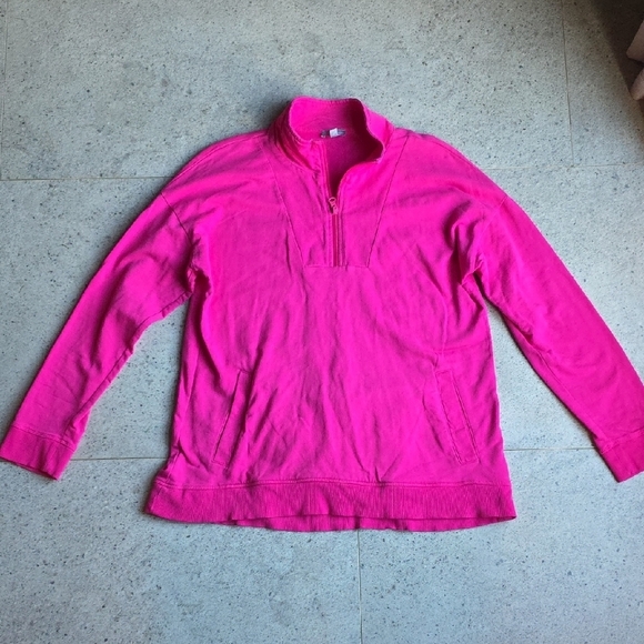 Talbots Tops - Talbots Fuchsia Quarter-Zip Sweatshirt